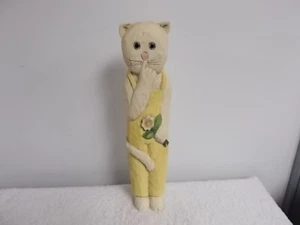 Statua gatto alto James Haddon intagliata a mano in legno dipinto - Foto 1 di 6