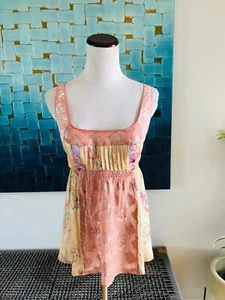 Rebecca Taylor Silk  Patch Work Mix Media Floral Vintage 90s 2000s Top Size XS - Picture 1 of 7