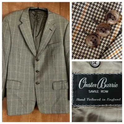 Blazer Chester Barrie 100 % cachemir pata de gallo a cuadros talla UK44 marrón Foto 1 de 4