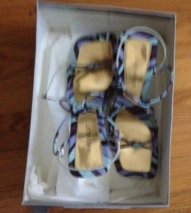 NUEVO EN CAJA SANDALIAS DE VESTIR NINE WEST AQUA SWIRL TALLA 7M - Imagen 1 de 7