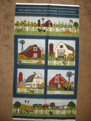 Cheryl Haynes Heart of Iowa Barn Quilt Flag Tractor Pumpkin Chicken Sunflower - Image 1 of 4