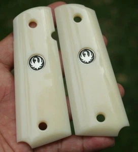 Fit Ruger SR 1911 Grips Full Size Commander Model Faux Ivory Ambi Cut Safety - Picture 1 of 12