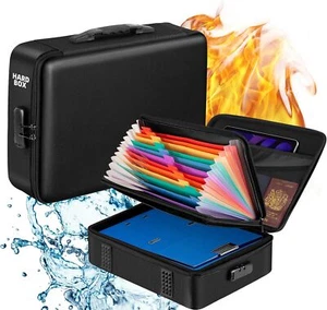 New-Fireproof Document Organizer Box, Fire Box Safe for Home Documents with Lock - Picture 1 of 5