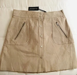 NUEVO CON ETIQUETAS Minifalda de Gamuza Nueva York en Blanco Tostada 100% Cuero Completamente Forrada Para Mujer Talla 30 - Imagen 1 de 7