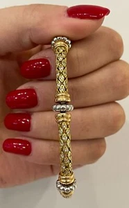 Brazalete Flexible SEIDENGANG Vintage Multi Tono Oro 18K Diamante Natural 7.25" - Imagen 1 de 10
