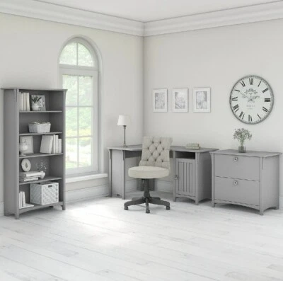 Corner Desk Home Office Storage Set File Cabinet Drawer Left Right Laptop Shelf - Image 1 of 4