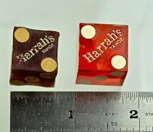 2 Harrah Tahoe Dice:1 Old & Bakelite,1 Not; Diff Sizes, Both modified Bullseye - Picture 1 of 12