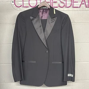NEUF 2 PC 48R (1195 $) Trussini smoking smoking costume pantalon noir homme mariage de garçon - Photo 1 sur 12