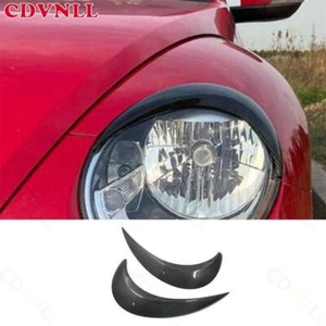For Volkswagen Beetle 13-19 ABS Carbon Fiber Headlight Lamp Eyebrow Strip Trim - Picture 1 of 7