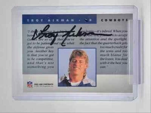 TROY AIKMAN 1991 NFL PRO LINE PORTRAITS PACK INSERT AUTOGRAPH COWBOYS AUTO - Picture 1 of 2