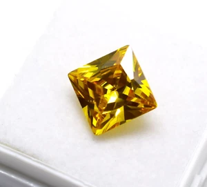 Natural Yellow Sapphire 5.90 CT Princess Cut Certified VVS Clean Gemstone - Picture 1 of 10