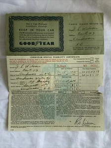 1935 GOODYEAR TIRE Warranty Document and Envelope - Vintage Advertising - Picture 1 of 3