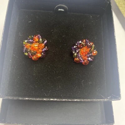 Joan Rivers Beaded Cluster Pierced Earrings NOS - Image 1 of 3