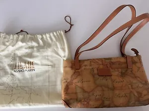 Alviero Martini Prima Classe Geo Classic Medium handbag Maps Satchel 90s Vintage - Picture 1 of 4