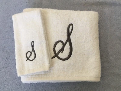 AVANTI PREMIER  MONOGRAMMED  "S"  EGYPTIAN COTTON BATH TOWEL AND HAND TOWEL SET - Image 1 of 4