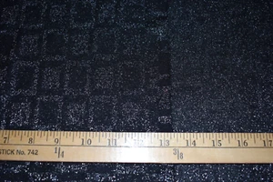 SILVER & BLACK METALLIC SQUARES MESH POLYESTER SEMISHEER FABRIC 17X62 INCHES - Picture 1 of 2