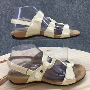 Vionic Sandals Womens 8 Paros Casual Open Toe Slingback Cream Leather Flats - Picture 1 of 16
