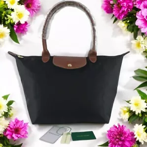 LONGCHAMP Le Pliage Large Foldable Nylon Shoulder Tote BLACK BROWN Outlet NEW - Bild 1 von 4
