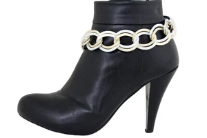 Women Boot Metal Chain Strap Bracelet Bling Shoe Charm Silver Gold Links Anklet - Picture 1 of 12