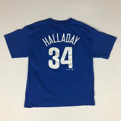Kids ROY HALLADAY Philadelphia Phillies Royal Blue #34 Jersey-Style Tee-Shirt Lg - Image 1 of 4
