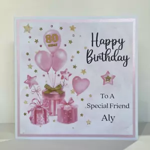 Birthday Card Large 8.5x8.5 inch Size Personalised with your own wording and age - Picture 1 of 3