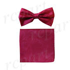New men's pre-tied bowtie set paisley polyester bridal formal wedding hot pink
