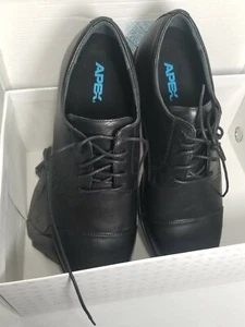 Apex Black Cap Toe Oxford Sz 11.5 Wide Genuine Leather - Picture 1 of 5