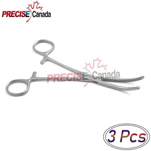 Set Of 3 Kocher Hemostat Forceps Curved 7" Surgical Veterinary Instruments - Picture 1 of 2