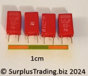 Wima MKS Radial Polyester Film Capacitor 1µF 63V 10% (Pack of 4) - Picture 1 of 3