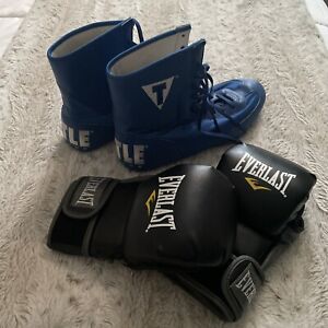Boxing Shoes TITLE size 9; Boxing Gloves EVERLAST Size L/XL