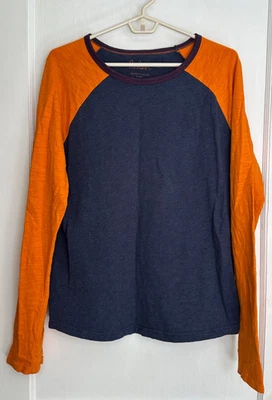 Boden Boys Size 15-16Y Navy and Orange Long Sleeve Raglan Shirt Mini Boden - Image 1 of 4