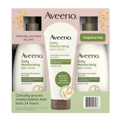 Aveeno Daily Moisturizing Body Lotion 2 x 24 fl oz (709g) Fragrance Free - Image 1 of 4
