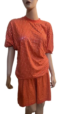 Juego corto vintage 1990 GENE EWING BIS California Sunwash RARO lentejuelas naranja Foto 1 de 4