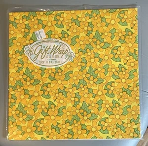 NEU Vintage 60er Tuttle Presse Blumen gelb alle Anlässe Geschenkpapier 20”x 24” - Bild 1 von 1