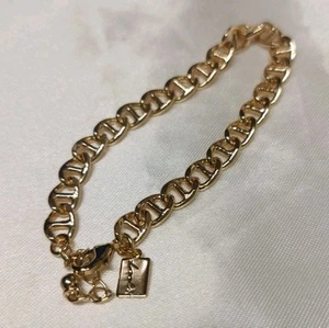 Bracelet Womens Classy Preppy Minimalist Polished Gold Tone Link Chain 6.5"-8" - Picture 1 of 7