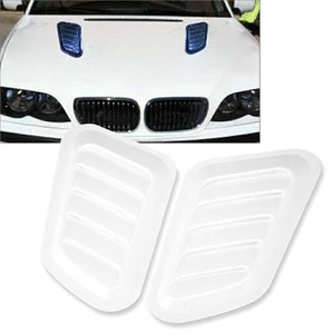 2x White Universal Car Decorative Air Flow Intake Hood Scoop Vent Bonnet Cover - Picture 1 of 4