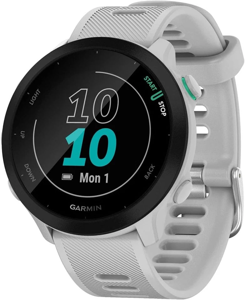 Garmin Forerunner 55 GPS 42mm Lauf-Smartwatch einfach zu bedienen leicht - Weiß