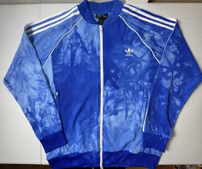 Adidas Pharrell Williams Hu Jacket Mens XL Blue Tie Dye Track Bomber Full Zip - Image 1 of 4
