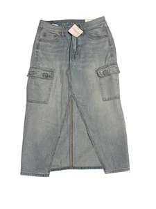 Falda midi de tiro alto de mezclilla para mujer American Eagle Outfitters talla 00 azul claro nueva con etiquetas - Imagen 1 de 4