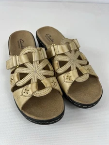 Sandalia de cuña ajustable sin cordones de cuero tostado beige CLARKS Lexi para mujer 8,5 cómoda - Imagen 1 de 13