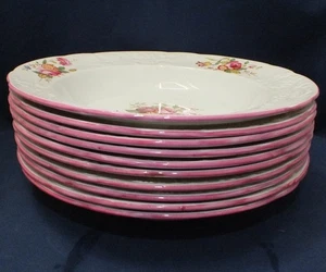 10 Copeland Spode, Christine, 8 3/4" SUPPENSCHÜSSELN MIT BREITER RAND ROSA RAND - Bild 1 von 3