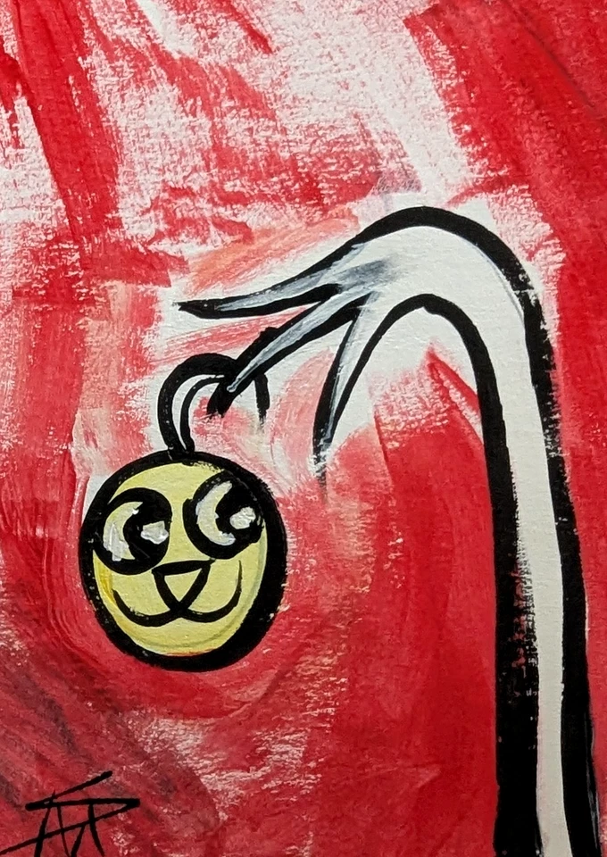 Pintura Original Gato ACEO Navidad Cara Coleccionable Arte Moderno Samantha McLean Foto 1 de 1