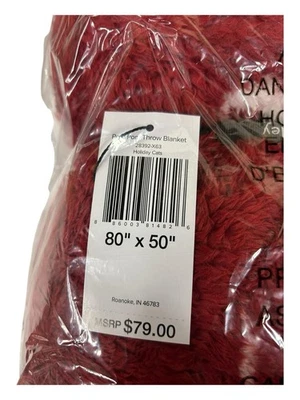 Vera Bradley Holiday Cats Red Pom Pom Throw blanket NWT Christmas Lights 80 x 50 - Image 1 of 4
