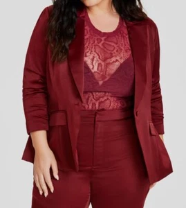 Nina Parker Women's Red Peak-Lapel Buttoned Cuff Blazer Jacket Plus Size 3X - Picture 1 of 1