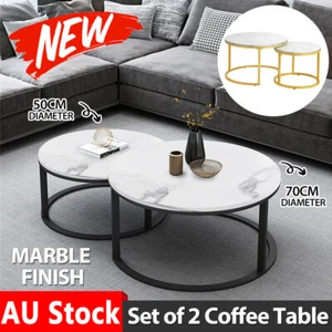 Set of 2 Stackable Coffee Table Accent Slate Snack End Table Living Room Office - Picture 1 of 14