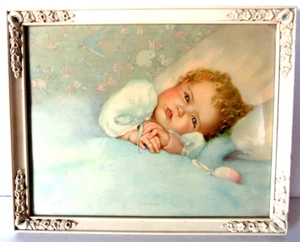 Baby Picture Heavens Gift by Bessie Pease Gutmann Vtg Floral Frame Nursery Gift - Picture 1 of 11