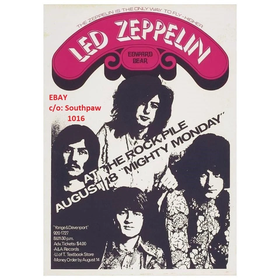 1969 Led Zeppelin At 'The Rockpile" Toronto, ON Classic Concert Promo Reprint Ad - Image 1 of 1