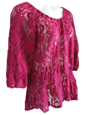 Blusa de encaje roja manga 3/4 Avenue 22/24 para mujer Foto 1 de 4