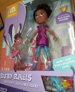 GoldieBlox Ruby Rails Skydive Action Figure-African American Doll - Picture 1 of 2