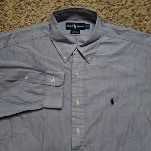 Polo Ralph Lauren Striped Men Sz L 16 32-33 Oxford Long Sleeve Button Up Shirt - Picture 1 of 10